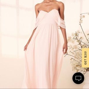 NWT Lulus Swiss Dot Pink Dress. Bridesmaids dress. Blush.